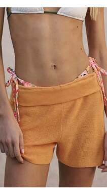 Free People Beach knitted shorts in warm mustard Size Small Boho